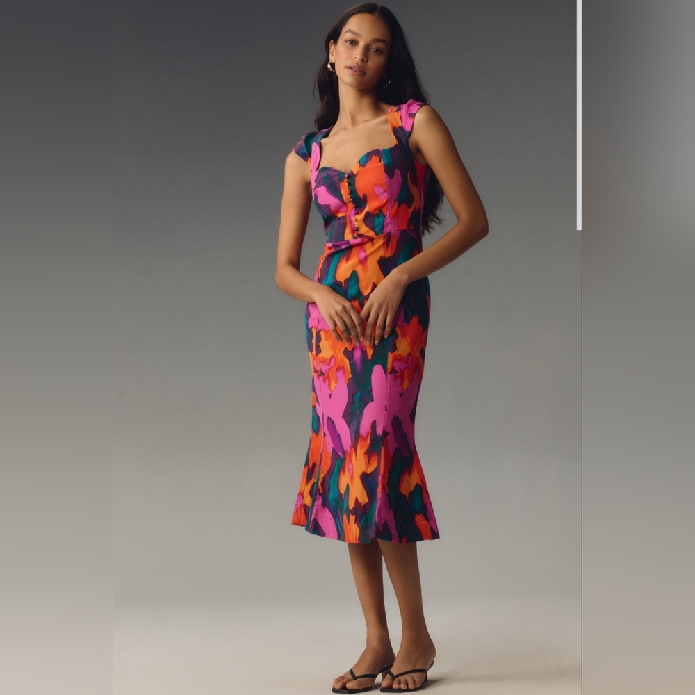 Floral Multicolor Anthropologie Midi Dress